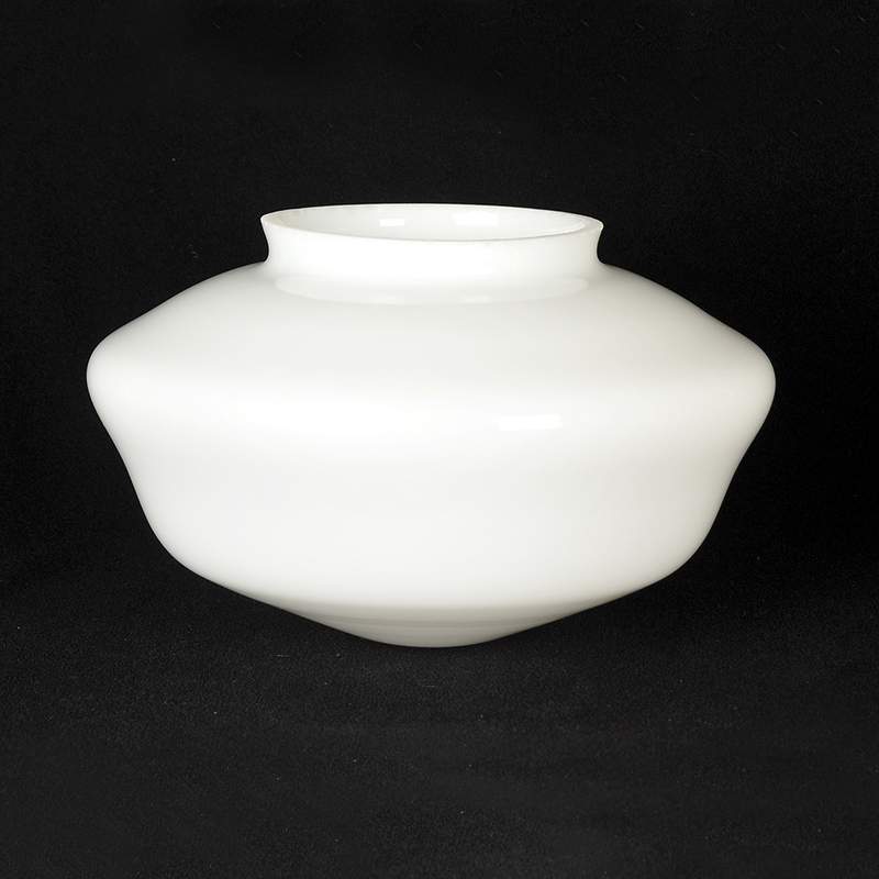 Classic early 20th century schoolhouse pendant light shade in smooth white glass, handcrafted for vintage-inspired lamps, featured in Lamps & Lighting and Lamp Shades collections.