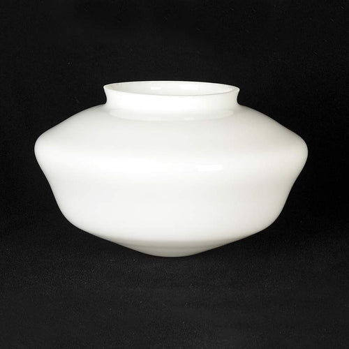 Classic early 20th century schoolhouse pendant light shade in smooth white glass, handcrafted for vintage-inspired lamps, featured in Lamps & Lighting and Lamp Shades collections.