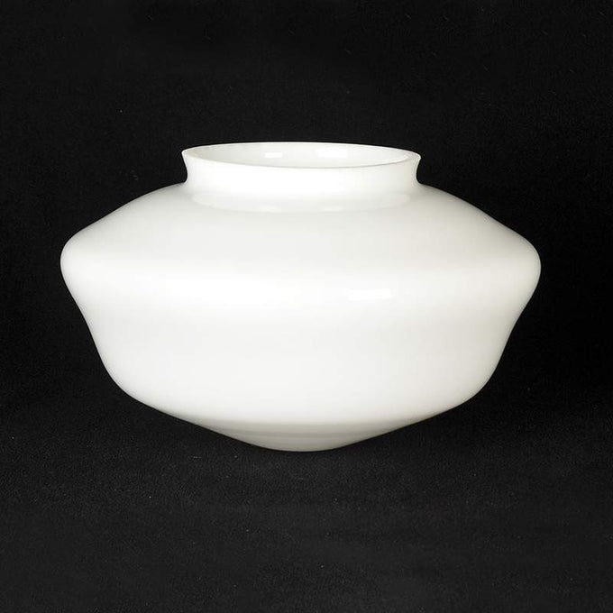 Classic early 20th century schoolhouse pendant light shade in smooth white glass, handcrafted for vintage-inspired lamps, featured in Lamps & Lighting and Lamp Shades collections.