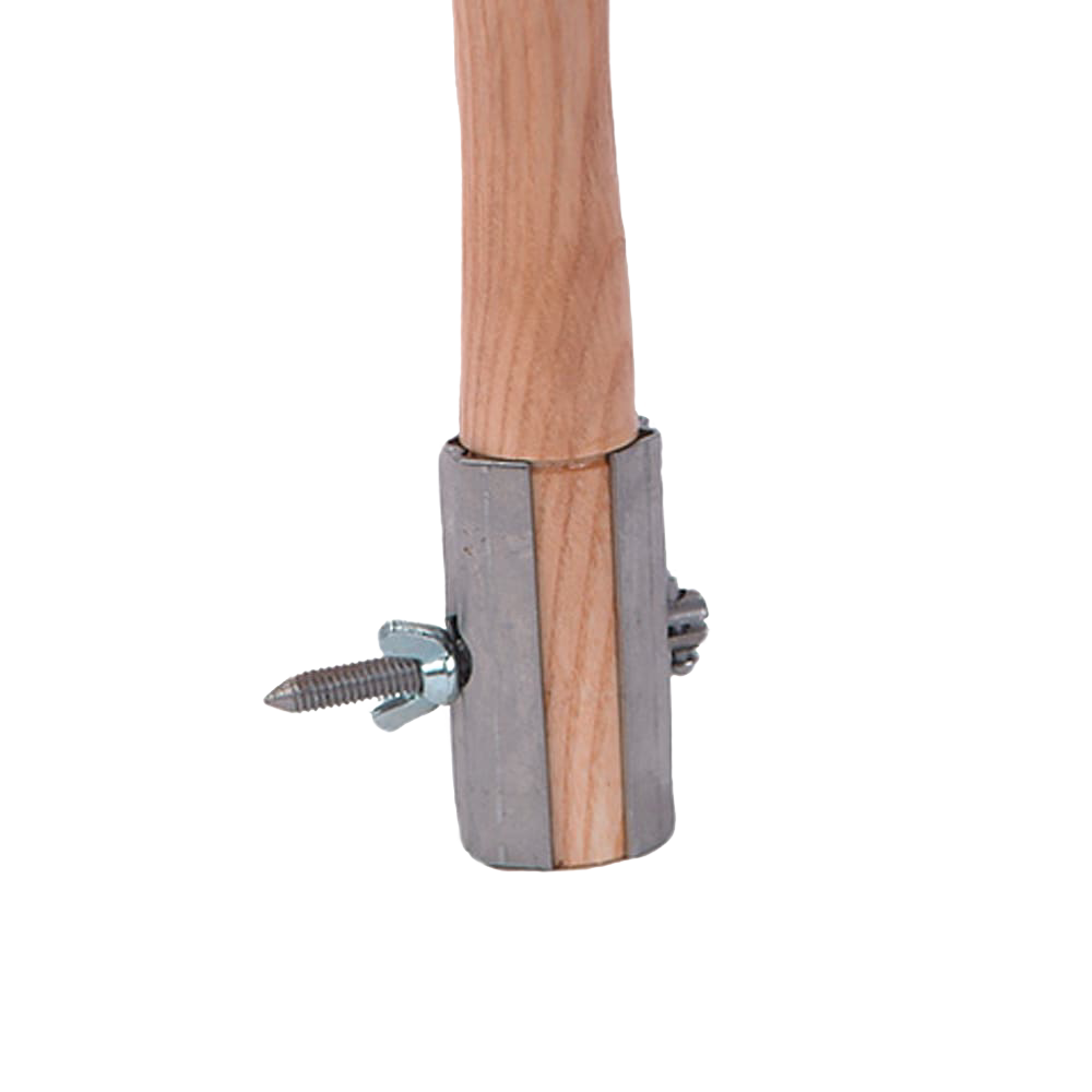 Close-up of a handcrafted, reversible hardwood two-man saw handle with steel socket, pins, and screws for secure fit, part of Farm, Garden & Tool, Hand Tools and Hardware, and USA Made collections.