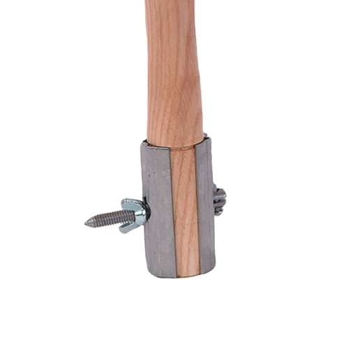 Close-up of a handcrafted, reversible hardwood two-man saw handle with steel socket, pins, and screws for secure fit, part of Farm, Garden & Tool, Hand Tools and Hardware, and USA Made collections.