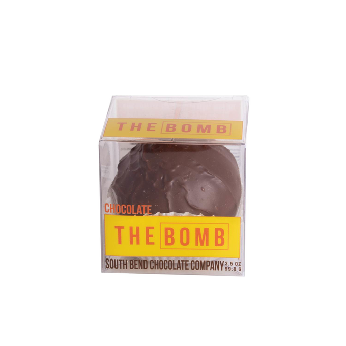 Handcrafted hot chocolate bomb with marshmallows in clear packaging, made in USA, ideal for Kitchen & Food, Snacks and Sweets, Beverages, and Best Sellers collections.