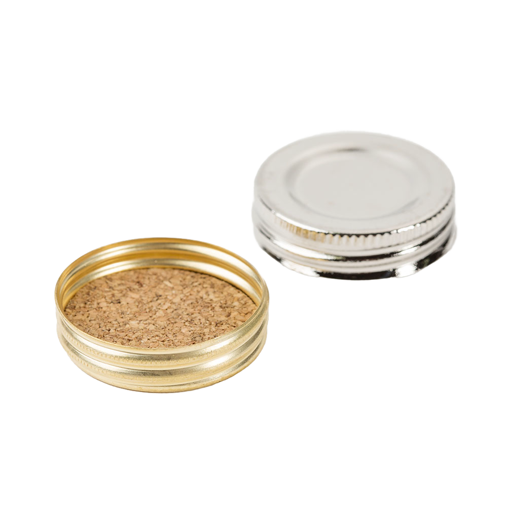 Metal oil lamp caps with screw threads and cork liner, designed for use with glass fonts, featured in Lamps & Lighting, Parts and Accessories, Lamp Burners and Collars, Best Sellers, Promo Eligible collections.