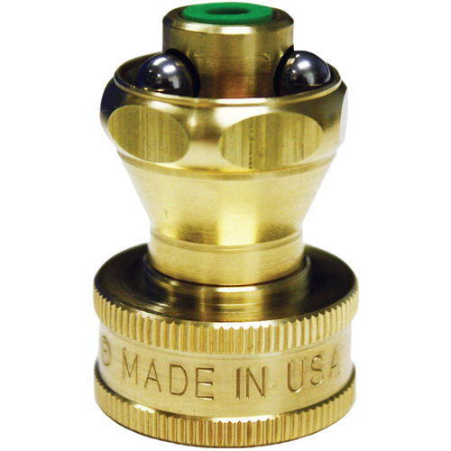 Solid brass garden hose nozzle featuring precision ball bearings and knurled grip, crafted in USA, part of Farm, Garden & Tool, Garden Accessories, and Best Sellers collections.