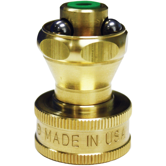 Solid brass garden hose nozzle featuring precision ball bearings and knurled grip, crafted in USA, part of Farm, Garden & Tool, Garden Accessories, and Best Sellers collections.
