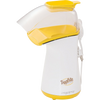Compact electric hot air popcorn popper in white and yellow with clear plastic chute, ideal for healthier oil-free popcorn making, featured in Kitchen & Food, Popcorn, and Best Sellers collections.