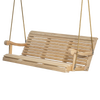 Handcrafted Amish-made 5-foot hanging porch swing in natural cypress wood with rope supports, part of Home & Decor, Outdoor Furniture, USA Made, Amish Made, and Best Sellers collections.