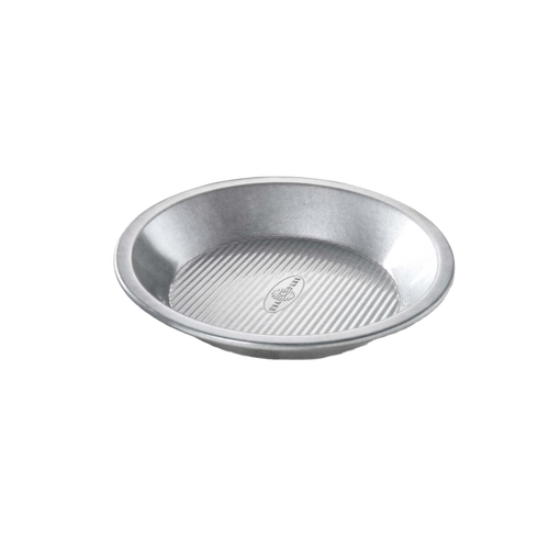 9-inch aluminized steel pie pan with fluted surface for even baking and easy release, made in USA, perfect for Kitchen & Food, Baking Supplies, and Cookware collections.