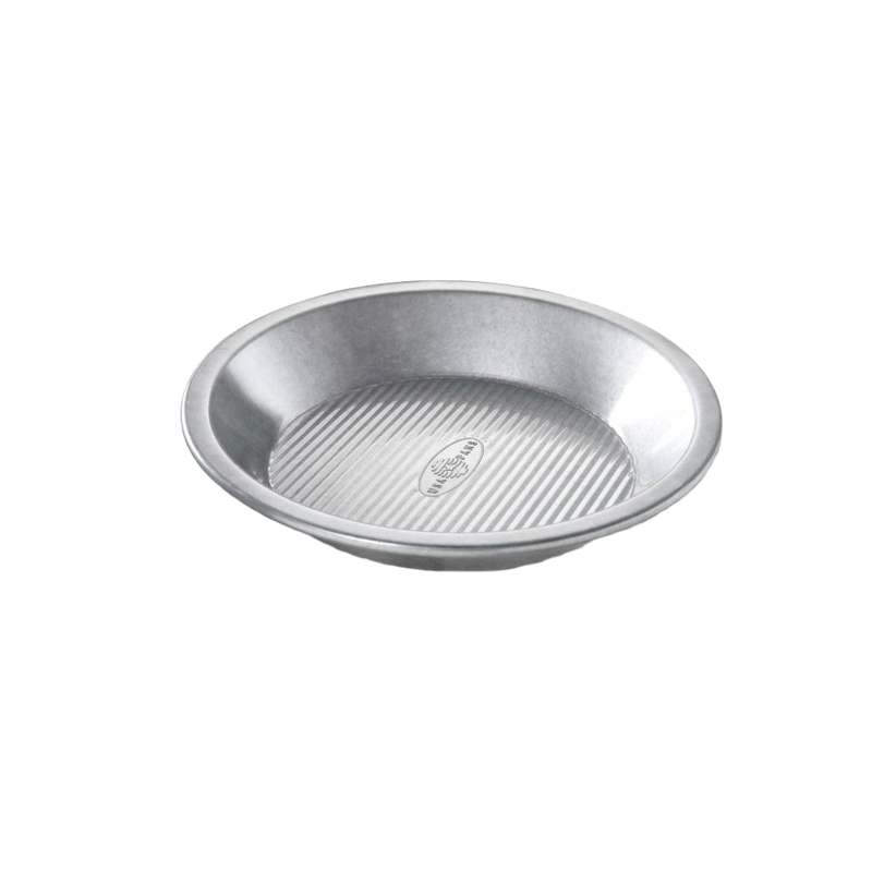 9-inch aluminized steel pie pan with fluted surface for even baking and easy release, made in USA, perfect for Kitchen & Food, Baking Supplies, and Cookware collections.