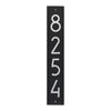 Tall black vertical address plaque featuring silver numbers 8254 in contemporary font, handcrafted in USA for Home & Decor, Mailboxes and Address Signs, and Best Sellers collections.