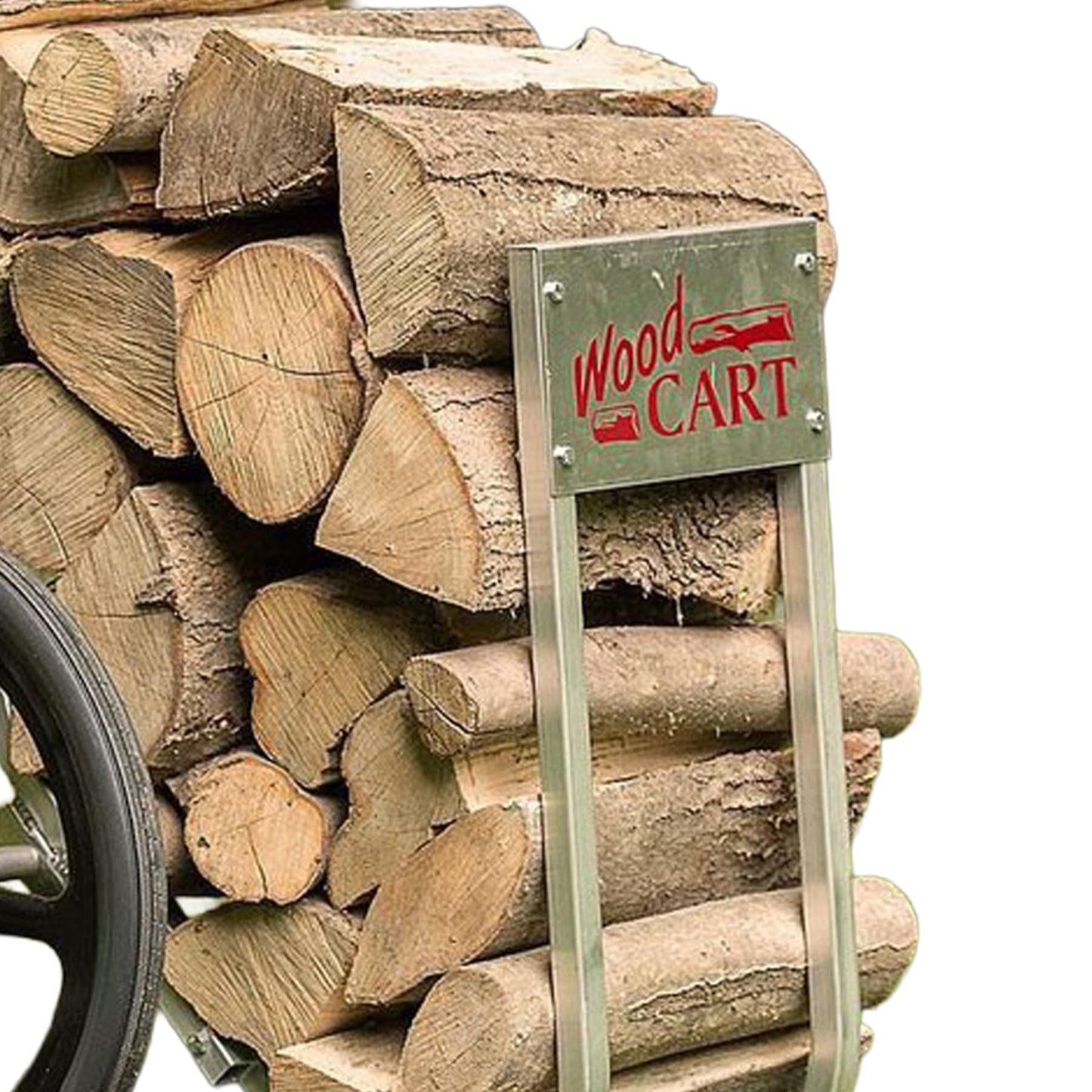 Handcrafted Amish-made lightweight wood cart with durable aluminum frame loaded with split firewood, designed for easy hauling through rough terrain, featured in Farm, Garden & Tool and USA Made collections.