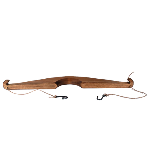 Handcrafted Amish made shoulder yoke carved from smooth poplar wood with attached ropes and hooks for carrying heavy loads comfortably, featured in Farm Tools and USA Made collections.