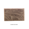 Handcrafted rectangular soap bar with swirling lavender and honey tones, naturally made in the USA, featured in Health & Wellness, Grooming and Personal Hygiene, Soaps collections.