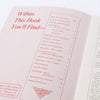Close-up of a page from a pale pink booklet listing its contents about angle lamps, featuring vintage-style red text and illustrations, suitable for Heritage and Lifestyle Books collections.