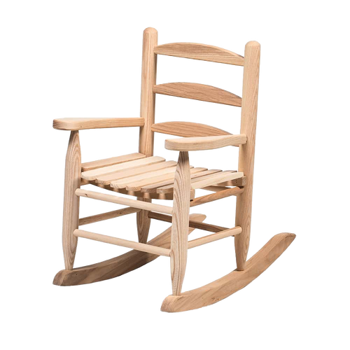 Handcrafted Amish-made child's rocker crafted from smooth unfinished ash wood, designed for comfortable and durable play, featured in Wooden Toys, Children's Toys, and USA Made collections.