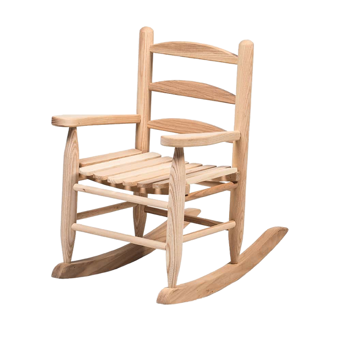 Handcrafted Amish-made child's rocker crafted from smooth unfinished ash wood, designed for comfortable and durable play, featured in Wooden Toys, Children's Toys, and USA Made collections.