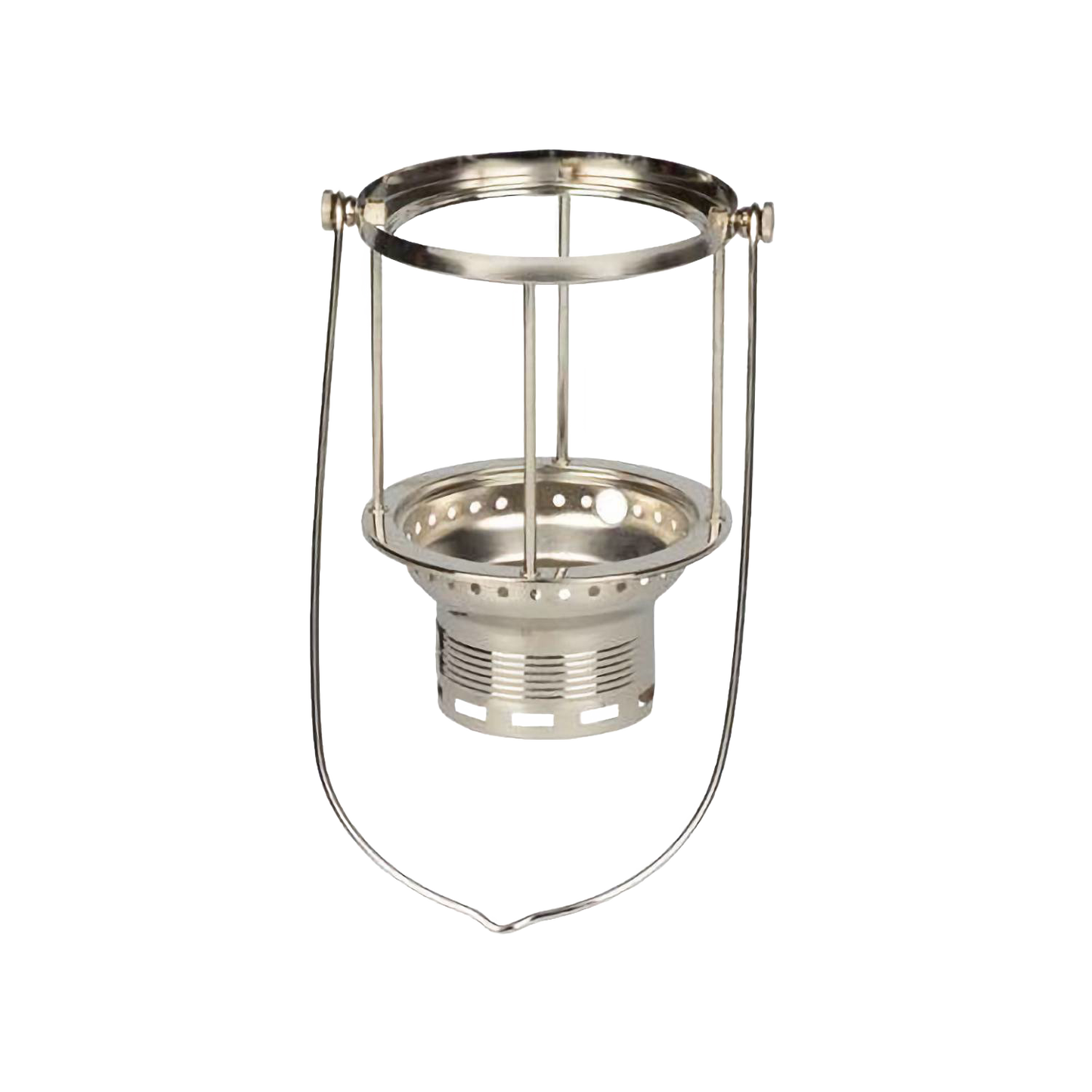 Handcrafted metal carrying frame designed to securely hold the glass cylinder and upper parts of a pressure lamp, featured in Lamps & Lighting and Parts and Accessories collections.