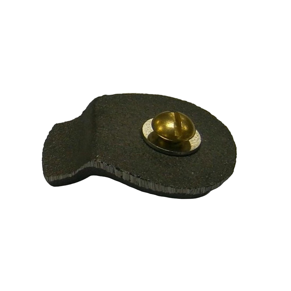 Iron check valve weight measuring approximately 2 inches by 1.5 inches with a brass screw, handmade in the USA, suitable for pump parts and water pump repairs.