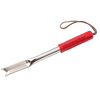 Handcrafted stainless steel garden weeder with a pointed V-end for digging out taproots, featuring a comfortable red contoured plastic grip, part of Farm, Garden & Tool, Digging and Cultivating, USA Made, Best Sellers, and Promo Eligible collections.