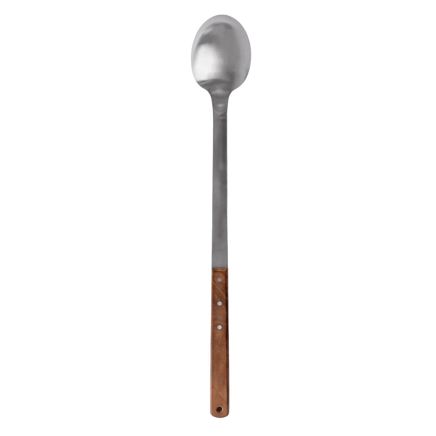 Long serving spoon with durable stainless steel bowl and walnut handle, designed for easy portioning at campfire meals in Farm, Garden & Tool, Kitchen & Food, Camping, Storage and Serving, Best Sellers, and Promo Eligible collections.