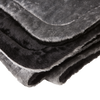 Close-up of a handcrafted Amish made lap robe in shades of gray and black with plush warm faux fur exterior and quilted synthetic lining, ideal for Home & Decor, Farm, Garden & Tool, Emergency Supplies, Home Textiles, USA Made, Amish Made, and Best Sellers collections.