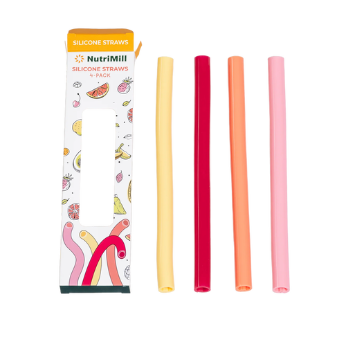 NutriMill Reusable Extra-Wide Silicone Straws - Set of 4