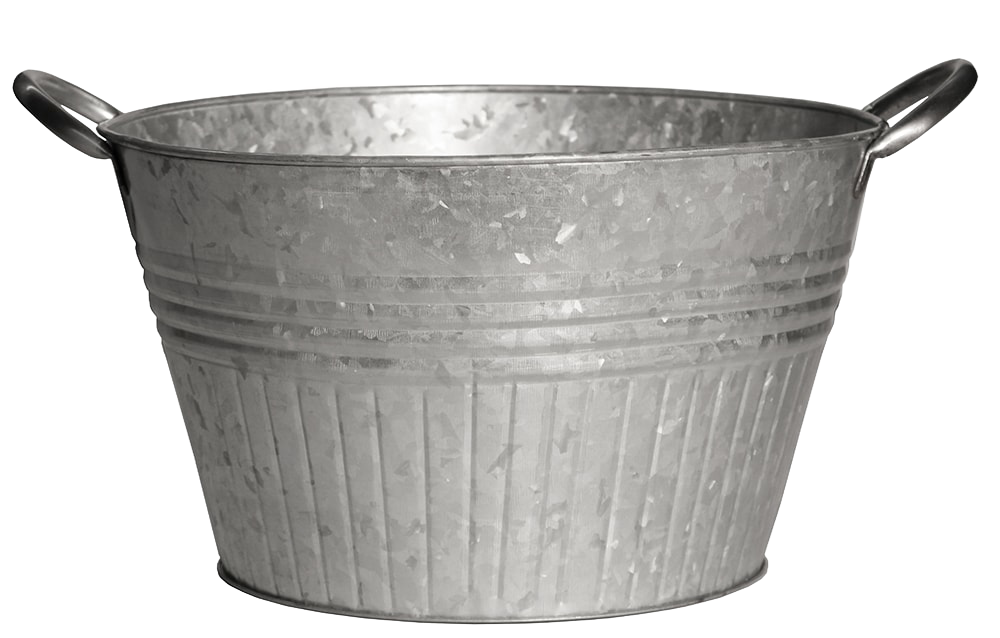 Rustic galvanized planter tub with sturdy metal handles, featuring a vintage design ideal for growing vegetables and flowers, perfect for Farm, Garden & Tool and Garden Accessories collections.
