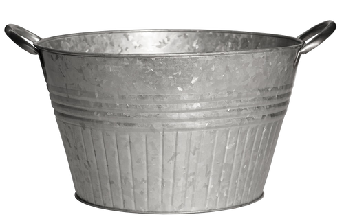 Rustic galvanized planter tub with sturdy metal handles, featuring a vintage design ideal for growing vegetables and flowers, perfect for Farm, Garden & Tool and Garden Accessories collections.