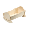 Handcrafted collapsible wooden doll cradle in natural finish, Amish made in USA, ideal for indoor play and doll accessories in toys, wooden toys, and children's collections.