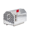 Durable Amish-made heavy-duty diamond plate aluminum mailbox with a magnetic door closure and red flag, ideal for Home & Decor, Farm, Garden & Tool, and USA Made collections.