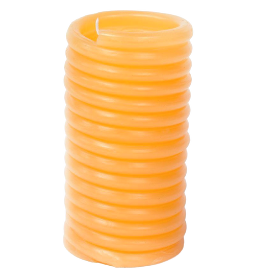 Close-up of a natural beeswax candle refill coil with smooth ridges and a centered wick, handcrafted and included in Lamps & Lighting, Candles and Candlemaking, and Best Sellers collections.