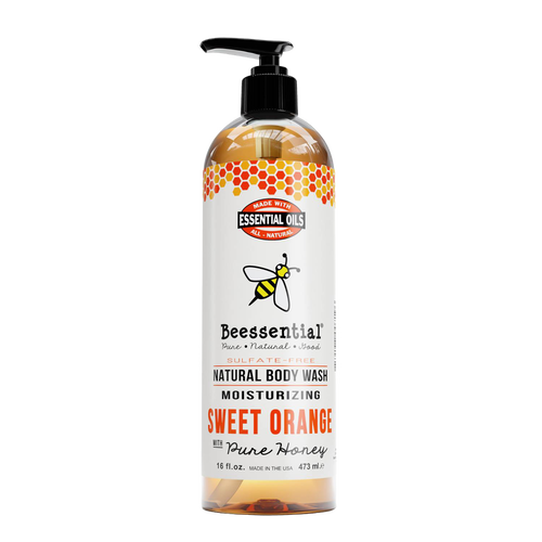 Handcrafted natural body wash in a moisturizing sweet orange scent with pure honey, sulfate-free and made in USA Ohio, featured in Health & Wellness, Grooming, Soaps, USA Made, and Best Sellers collections.