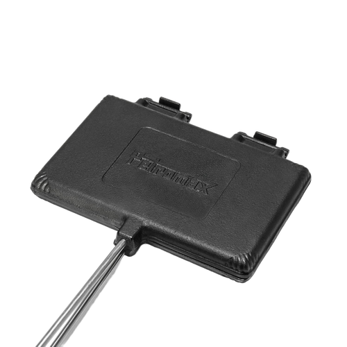 Rectangular cast iron waffle iron with a long handle, suitable for use over a grill or campfire, designed for outdoor cooking and included in Farm, Garden & Tool and Camping collections.