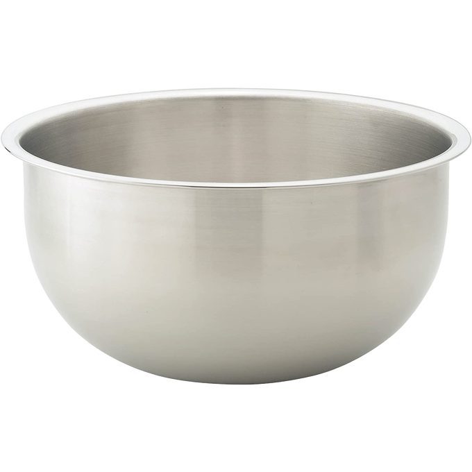 Heavy-duty stainless steel mixing bowl with wide lip, flat bottom, and deep sides designed for Kitchen & Food, Cookware, Baking Supplies, Holiday Hosting, and Best Sellers collections.