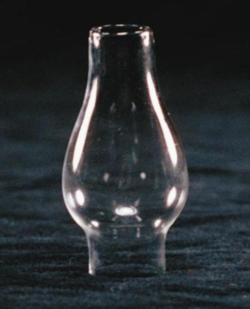 Clear glass oil lamp chimney with a tapered shape and 3/4-inch base, suitable for Lamps & Lighting, Parts and Accessories, and Chimneys and Globes collections.