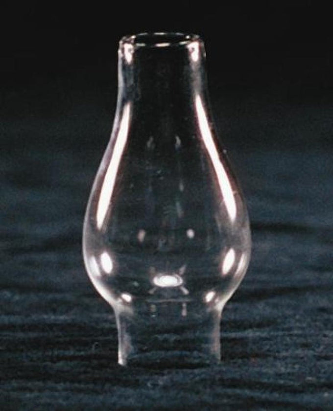 Clear glass oil lamp chimney with a tapered shape and 3/4-inch base, suitable for Lamps & Lighting, Parts and Accessories, and Chimneys and Globes collections.