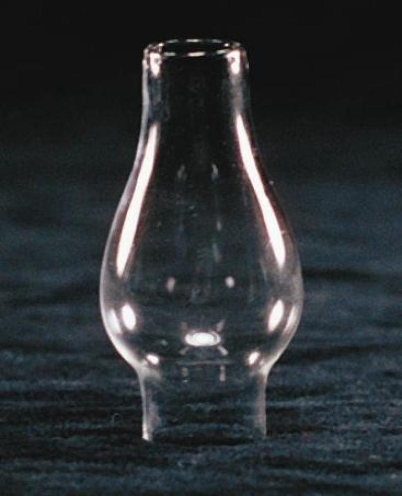 Clear glass oil lamp chimney with a tapered shape and 3/4-inch base, suitable for Lamps & Lighting, Parts and Accessories, and Chimneys and Globes collections.