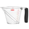 Clear angled measuring cup with red measurement markings up to 2 cups, featuring a soft black grip handle, designed for Kitchen & Food, Food Prep, Measuring, and Best Sellers collections.