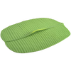 Translucent green reusable bowl cover shaped like a banana leaf, made from food-grade silicone, designed for airtight storage and temperature retention, ideal for Kitchen & Food and Storage collections.