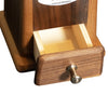 Handcrafted walnut wood coffee grinder drawer with metal knob, designed for consistent grinding, ideal for Farm, Garden & Tool, Kitchen & Food, Brewing Coffee and Tea, and Best Sellers collections.