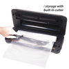 Black vacuum sealer with built-in bag cutter and roll storage bay, perfect for preserving food freshness and included in Kitchen & Food, Food Preservation, Freezing, Best Sellers, and Promo Eligible collections.