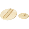 Set of two handcrafted unfinished poplar wooden lids for fermenting crocks, featuring smooth surfaces and support bars, ideal for Kitchen & Food, Food Preservation, and Fermenting and Pickling collections.