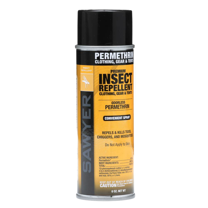 Tall spray can of permethrin insect repellent for clothing, gear, and tents with odorless formula, designed for protecting against ticks, mosquitoes, and chiggers in Farm, Garden & Tool, Camping, and Best Sellers collections.