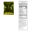 Glossy gold foil pouch of freeze-dried emergency food with a clear nutrition facts label showing 150 calories per serving, designed for long-term storage in pantry, emergency supplies, and USA Made collections.