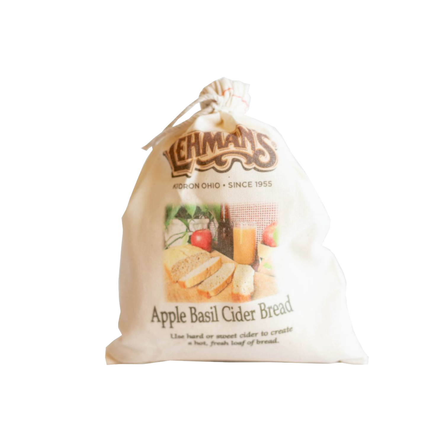 Natural fabric drawstring bag featuring handcrafted Apple Basil Cider bread mix with rustic imagery, perfect for Kitchen & Food, Pantry, Dry Goods and Mixes, Best Sellers, Promo Eligible collections.