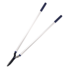 Long-handled lawn shears with durable 9-inch tempered carbon steel blades coated for rust resistance, featuring comfortable navy grips, ideal for farm, garden, and lawncare tasks.