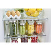 Set of three rust-proof stainless steel wide mouth jar lids with silicone gaskets sealing jars of preserved vegetables, displayed in a refrigerator, ideal for Kitchen & Food and Storage collections.