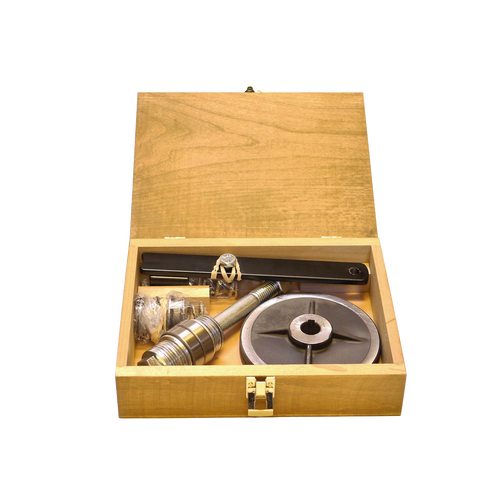 Hand-stained hardwood storage case crafted in the USA, designed to organize grain mill parts, ideal for Kitchen & Food, Grain Mills, USA Made, Best Sellers, and Bread Making Supplies collections.
