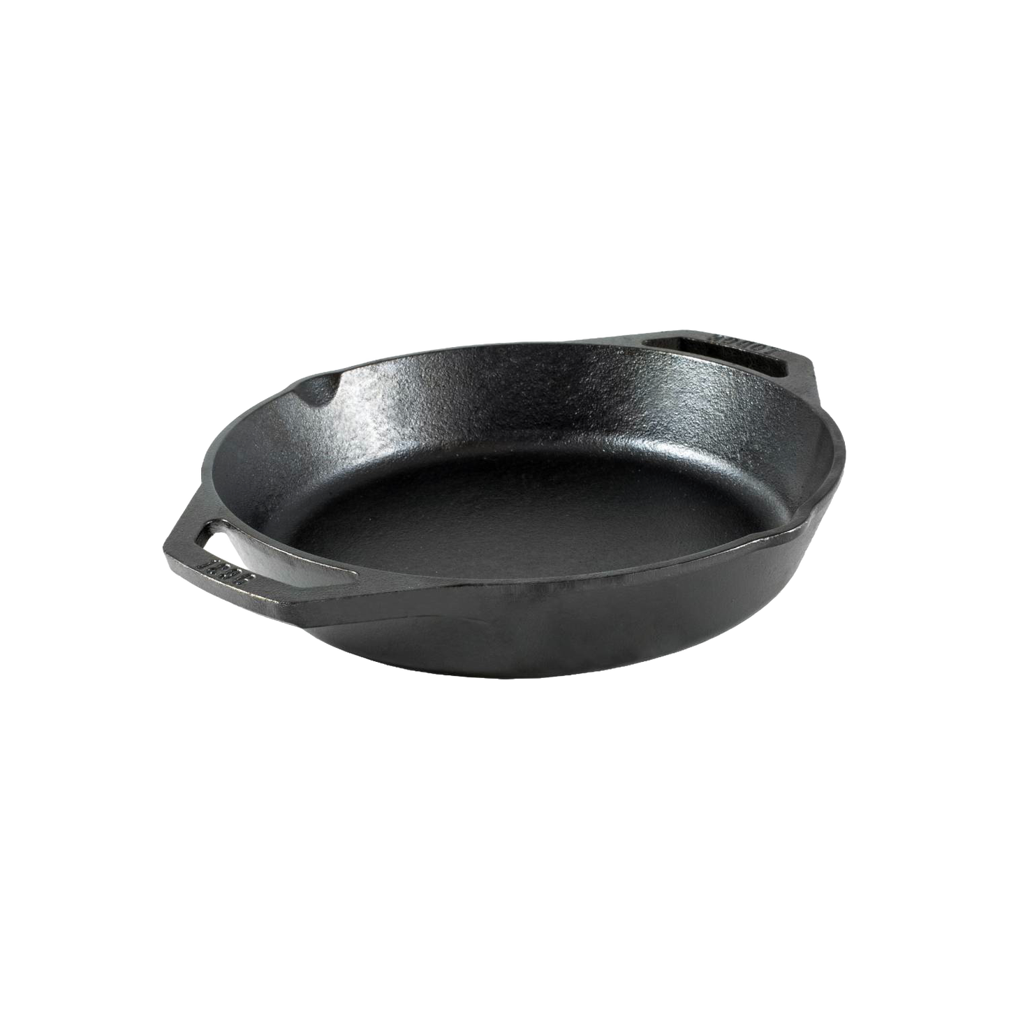 Handcrafted round cast iron pan with short side handles and a spout for easy pouring, suitable for versatile cooking, featured in Kitchen & Food, Cookware, Cast Iron, Best Sellers, Promo Eligible collections.