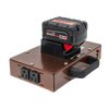 Compact portable power inverter with textured brown metal casing, black handle, and dual AC outlets, compatible with Milwaukee/DeWalt batteries, ideal for Farm, Garden & Tool and Emergency Supplies collections.